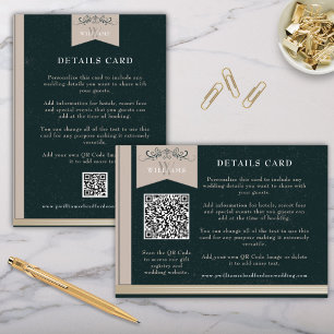 D'accompagnement Carte de Mariage de code QR Tan noir vintage Insér