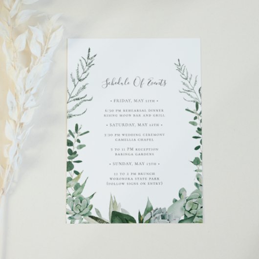 D'accompagnement Carte de Mariage de verdure Succulente Horaire des