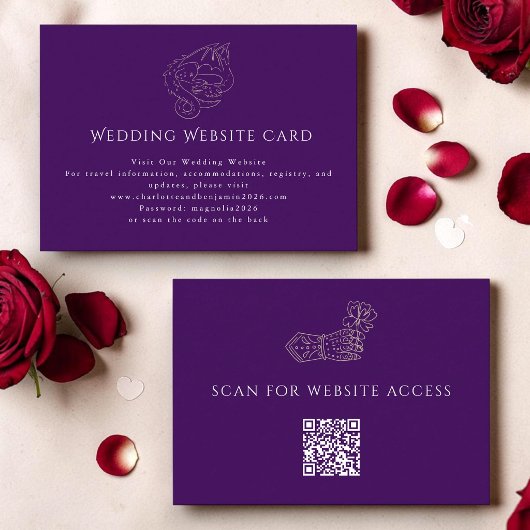 D'accompagnement Carte de Mariage Dragon | Code QR | Or Violet 2026