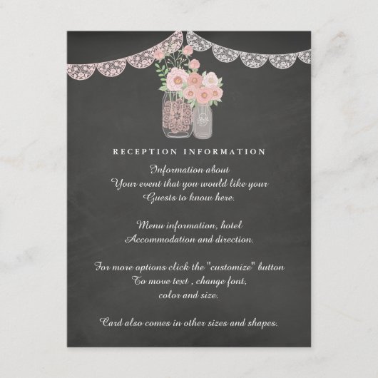 D'accompagnement Carte de mariage intérieure Chic Mason Jar & Ardoi (Devant)