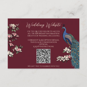 D'accompagnement Carte de mariage QR à dessin manuel de paon en Bou