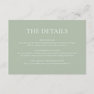 D'accompagnement Carte de Mariage Simple en Vert Sauge Encastrée