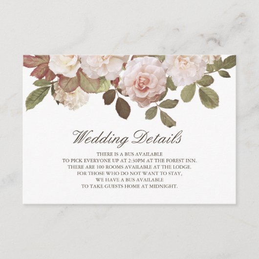 D'accompagnement Carte de Mariage vintage Rose (Devant)