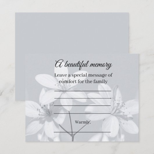 D'accompagnement Carte de message commémoratif à fleurs grises (Devant / Derrière)