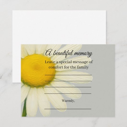 D'accompagnement Carte de message commémoratif à la marguerite gris (Devant / Derrière)