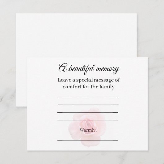D'accompagnement Carte de message commémoratif Rose (Devant / Derrière)