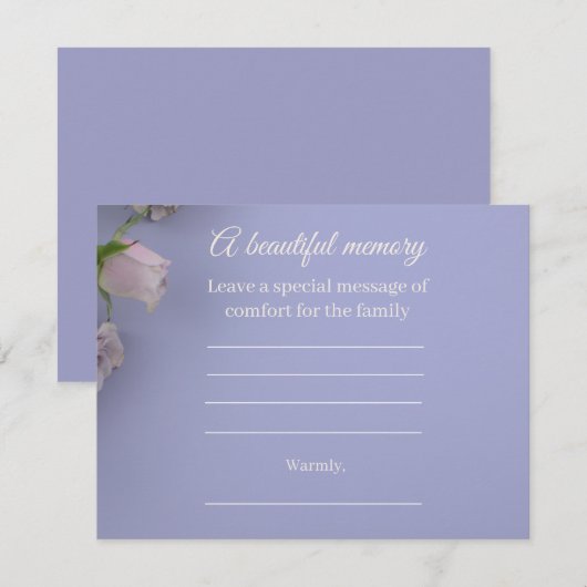 D'accompagnement Carte de message commémoratif Rose Violette (Devant / Derrière)