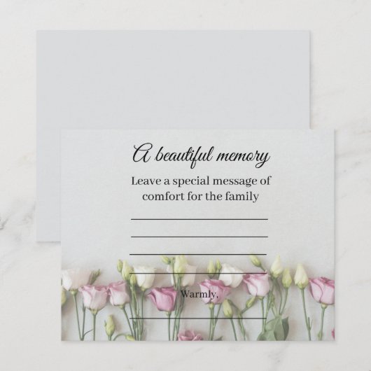 D'accompagnement Carte de message commémoratif Roses (Devant / Derrière)