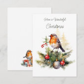 D'accompagnement Carte de Noël avec pin rouge Robin (Devant / Derrière)