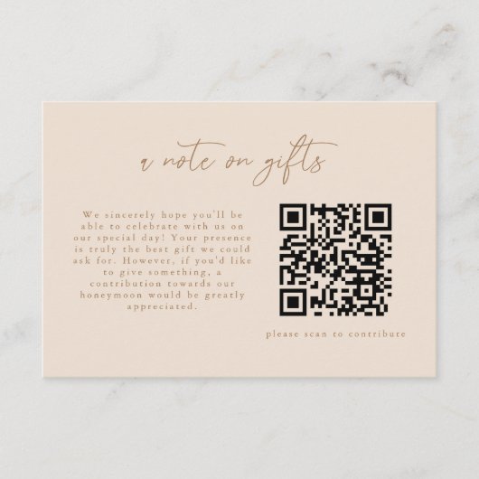 D'accompagnement Carte de note de cadeau beige moderne Code QR (Devant)