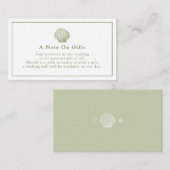 D'accompagnement Carte de note de cadeau de mariage Coquillage Vert (Devant / Derrière)