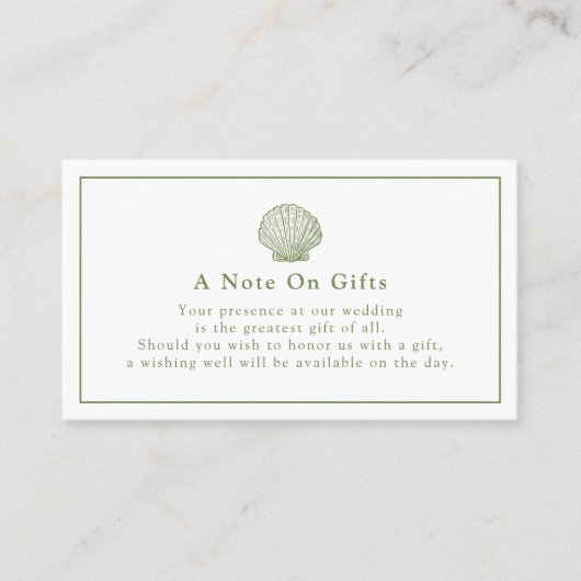 D'accompagnement Carte de note de cadeau de mariage Coquillage Vert (Devant)