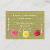 D'accompagnement Carte de note de réception de mariage verte fleuri (Dos)