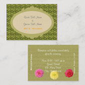D'accompagnement Carte de note de réception de mariage verte fleuri (Devant / Derrière)