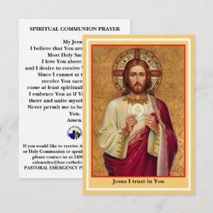D'accompagnement Carte de prière de communion spirituelle catholiqu