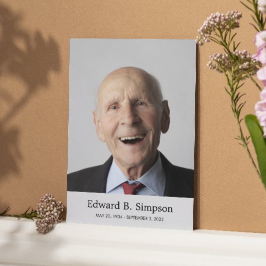 D'accompagnement Carte De Prière Funéraire Gris Classique Avec Phot