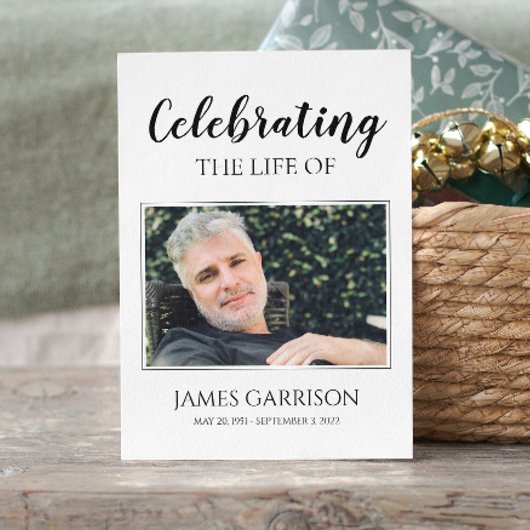 D'accompagnement Carte de prière funéraire noire blanche élégante a