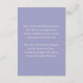 D'accompagnement Carte de prière funéraire rose violette (Dos)