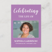 D'accompagnement Carte de prière funéraire violet blanc avec photo (Devant)