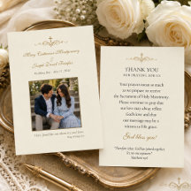 Carte de prière pour les couples fiancés avec phot