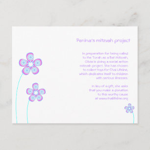 D'accompagnement Carte de projet Bat mitzvah Penina