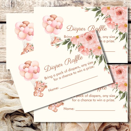 D'accompagnement Carte de rabat mignonne Bear Balloon rose Fleur