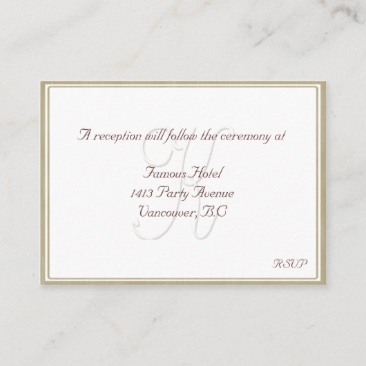D'accompagnement Carte de réception à cadre blanc/beige K Monogramm (Devant)