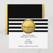 D'accompagnement Carte de réception à cercle doré rayée noir et bla (Devant / Derrière)