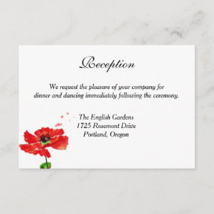 D'accompagnement Carte de réception à l'aquarelle de coquelicot rou