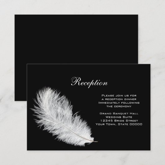 D'accompagnement Carte de réception à plumes blanches (Devant / Derrière)