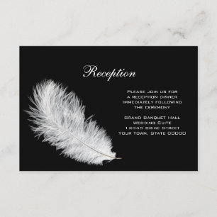 D'accompagnement Carte de réception à plumes blanches noires