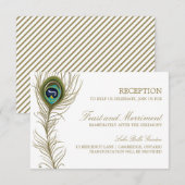 D'accompagnement Carte de réception à plumes de paon fantaisiste (Devant / Derrière)