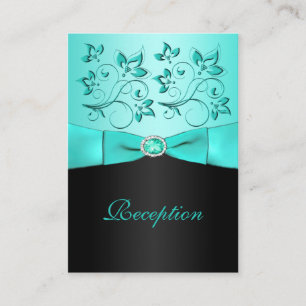 D'accompagnement Carte de réception Aqua and Black Floral II