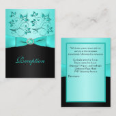 D'accompagnement Carte de réception Aqua and Black Floral II (Devant / Derrière)