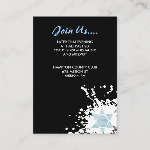 D'accompagnement Carte de réception Bat mitzvah Blue Splatt Star Ba