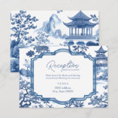D'accompagnement Carte de réception bleu chinoiserie  (Devant / Derrière)