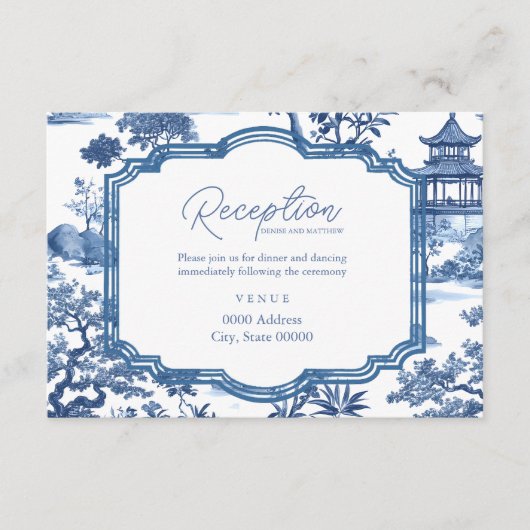 D'accompagnement Carte de réception bleu chinoiserie  (Devant)