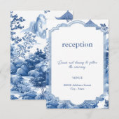 D'accompagnement Carte de réception bleue Chinoiserie (Devant / Derrière)