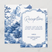 D'accompagnement Carte de réception bleue Chinoiserie (Devant / Derrière)