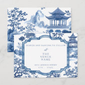 D'accompagnement Carte de réception bleue Chinoiserie (Devant / Derrière)