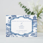 D'accompagnement Carte de réception bleue Chinoiserie (Debout devant)