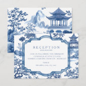 D'accompagnement Carte de réception bleue Chinoiserie (Devant / Derrière)