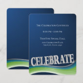 D'accompagnement Carte de réception Blue Green Steel Wave Celebrati (Devant / Derrière)