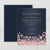 D'accompagnement Carte de réception Bokeh Pink et Navy Blue (Devant / Derrière)