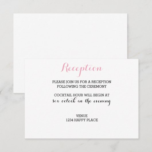 D'accompagnement Carte de réception chic (Devant / Derrière)