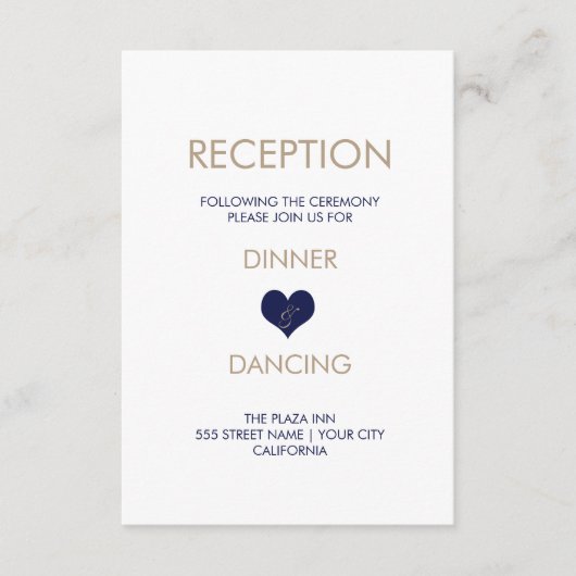 D'accompagnement Carte de réception Cœur Bleu et Rayures Moderne (Devant)