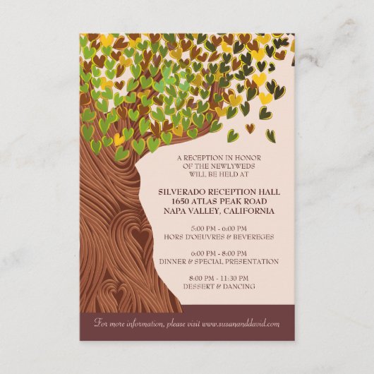 D'accompagnement Carte de réception de feuilles de cœur d'arbre d'a (Devant)