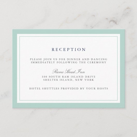 D'accompagnement Carte de réception de mariage à bordure Navy et Me (Devant)