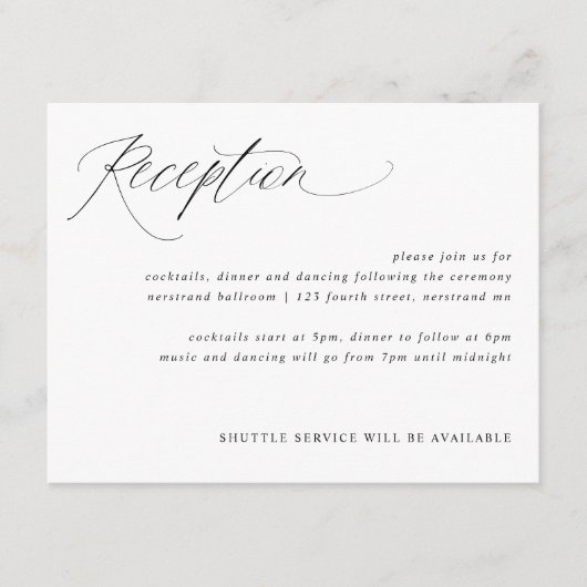 D'accompagnement Carte de réception de mariage à calligraphie éléga (Devant)
