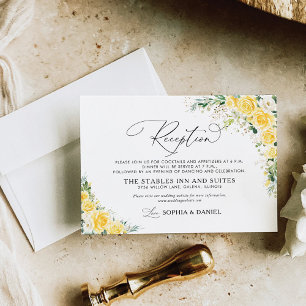 D'accompagnement Carte de réception de mariage à fleurs jaunes élég
